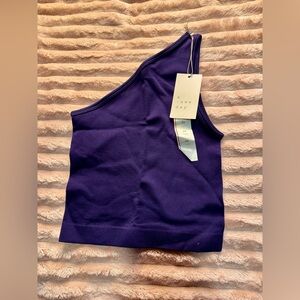 💜 A New Day Ribbed One-Shoulder Tank — XS — NWT